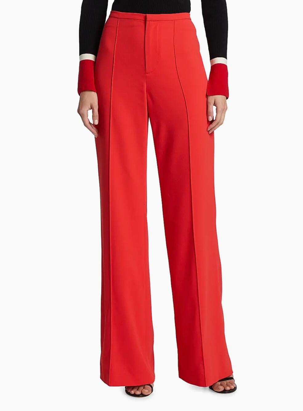 ALICE + OLIVIA  Dylan High Waisted Wide Leg Trousers Pants Poppy Red Size 8
